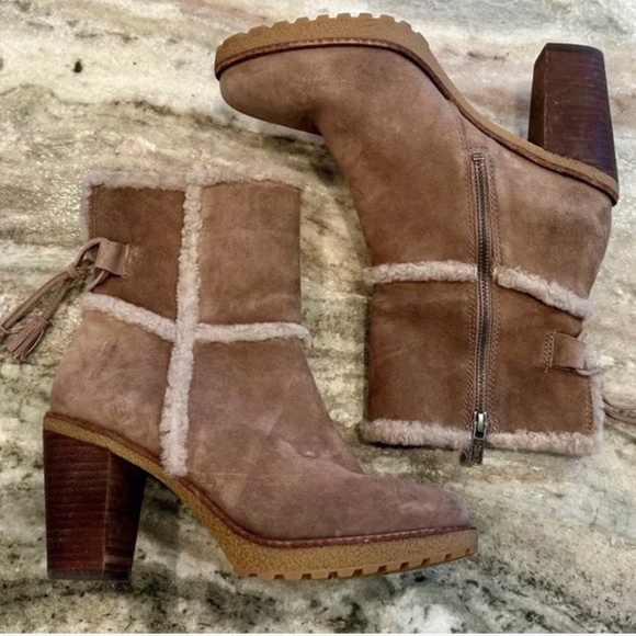 Frye Jen Shearling Short Bootie – Taupe Suede – Women’s 8 - Picture 2 of 7